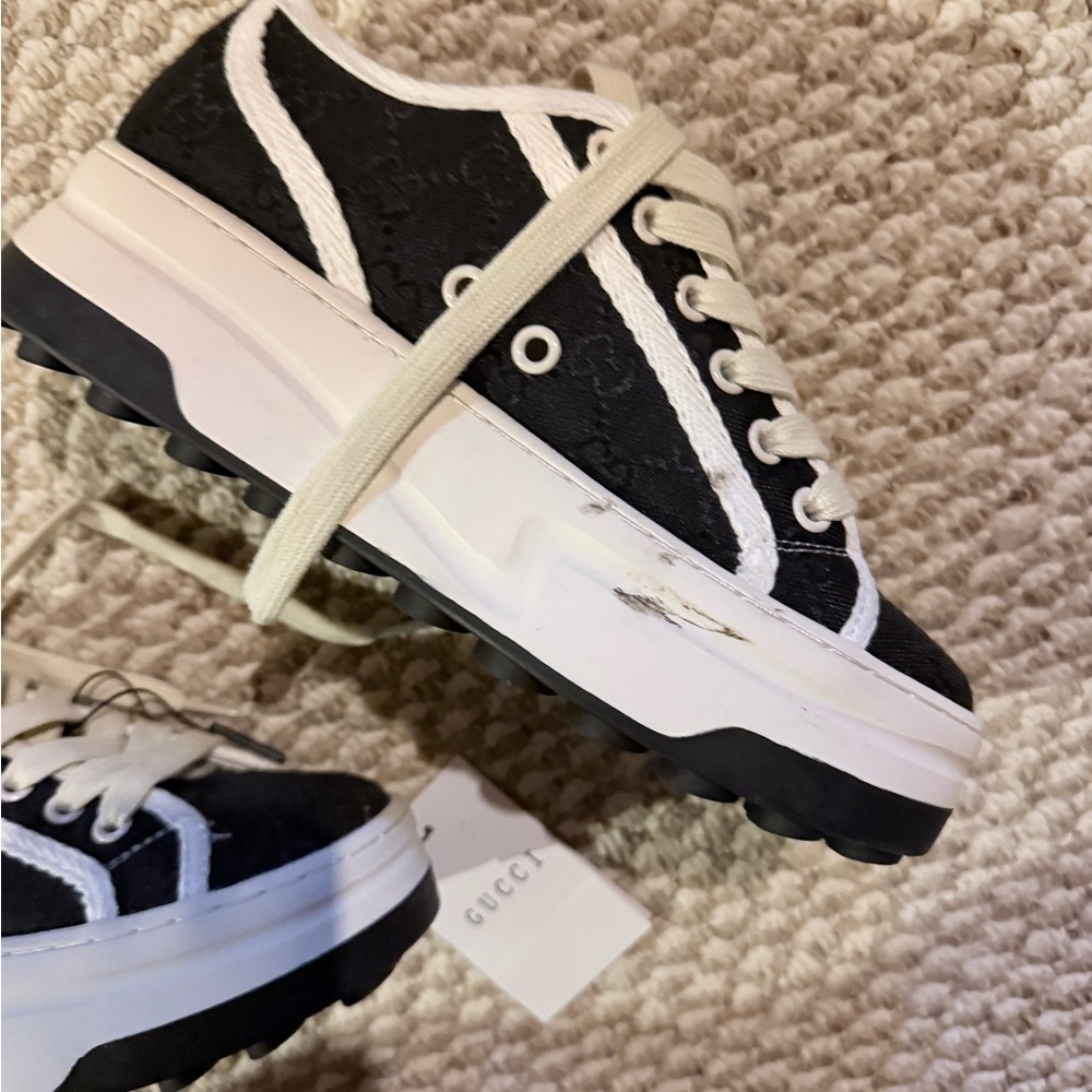 Fence Women's Black and White Lace-Up Sneakers - Picture 3 of 3